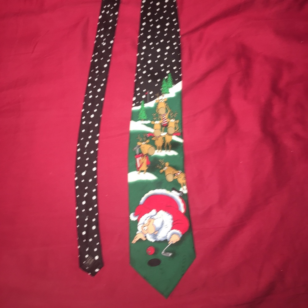 Santa and Reindeer Golfing Tie