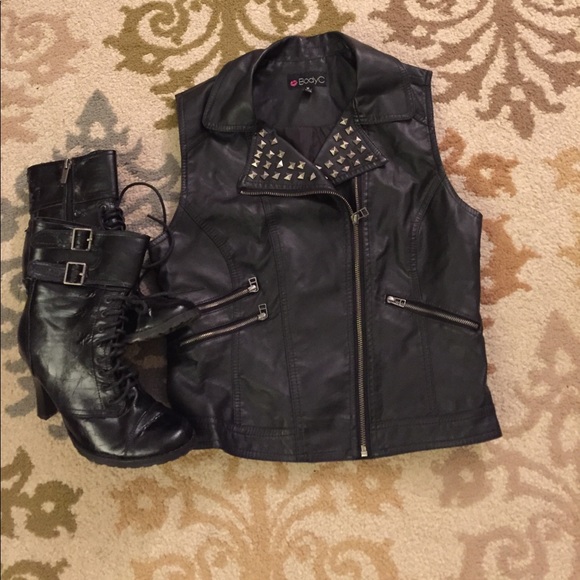 body c Jackets & Blazers - BodyC, faux leather vest with studs