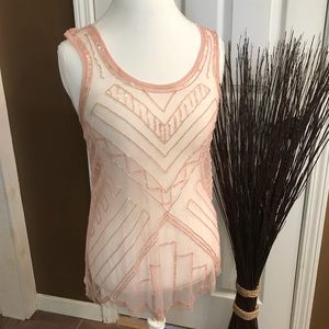 Vanity beaded sheer tank top