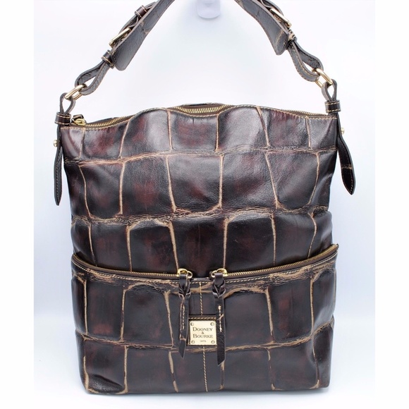 Dooney & Bourke Handbags - DOONEY & BOURKE Croc Embossed Leather Dome Tote