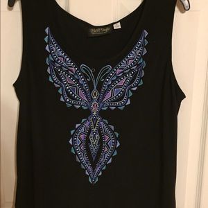 Embroidered black tank top