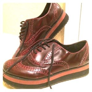 Sz8 goth burgundy/black oxford creepers