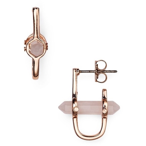 Rebecca Minkoff Jewelry - NWT Rose Gold 'Raw Crystal Huggie' Earrings