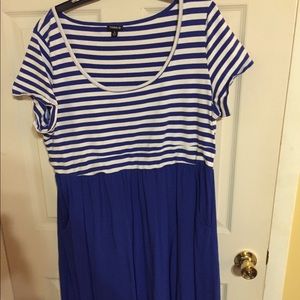 Blue and white stripped dress