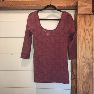 Maroon crochet scoop back top never worn