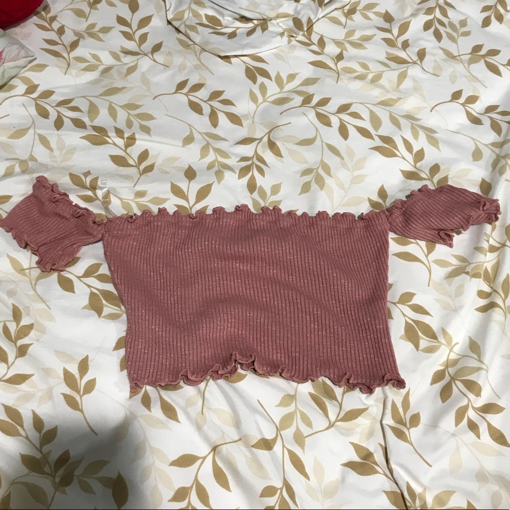 pink rose off the shoulder top