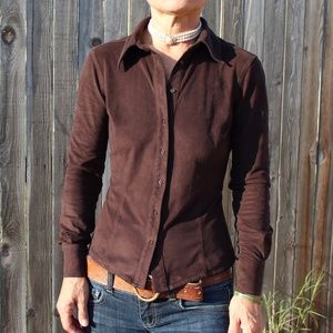$ SALE Faux suede cocoa brown Express button down