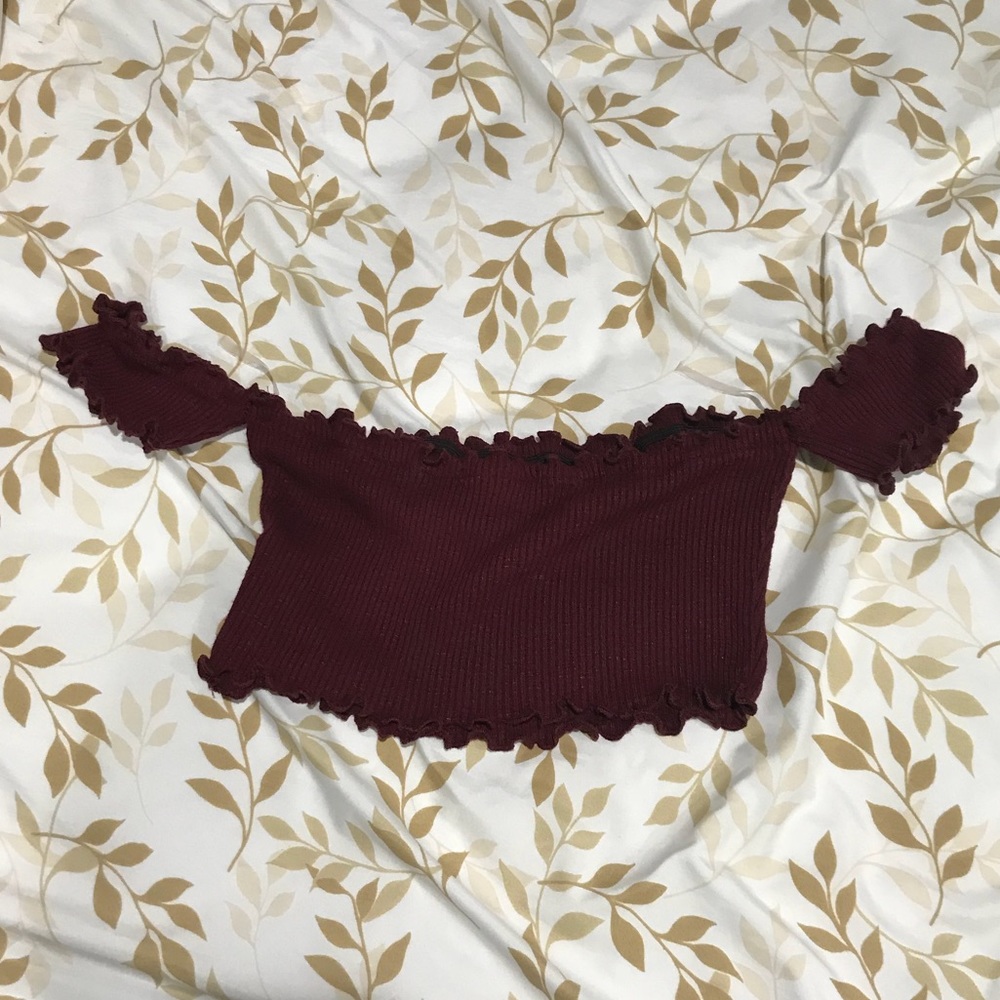 burgundy/maroon off the shoulder top