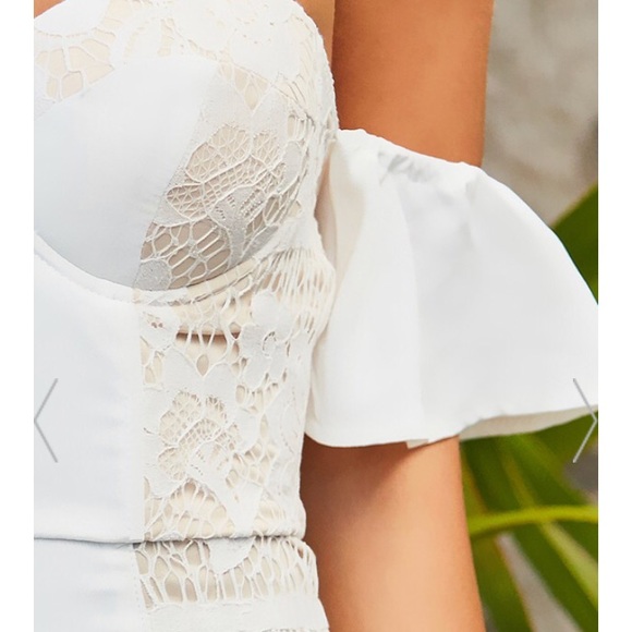 ‘Oriana’ Off the shoulder white ruffle mini dress - Picture 4 of 6
