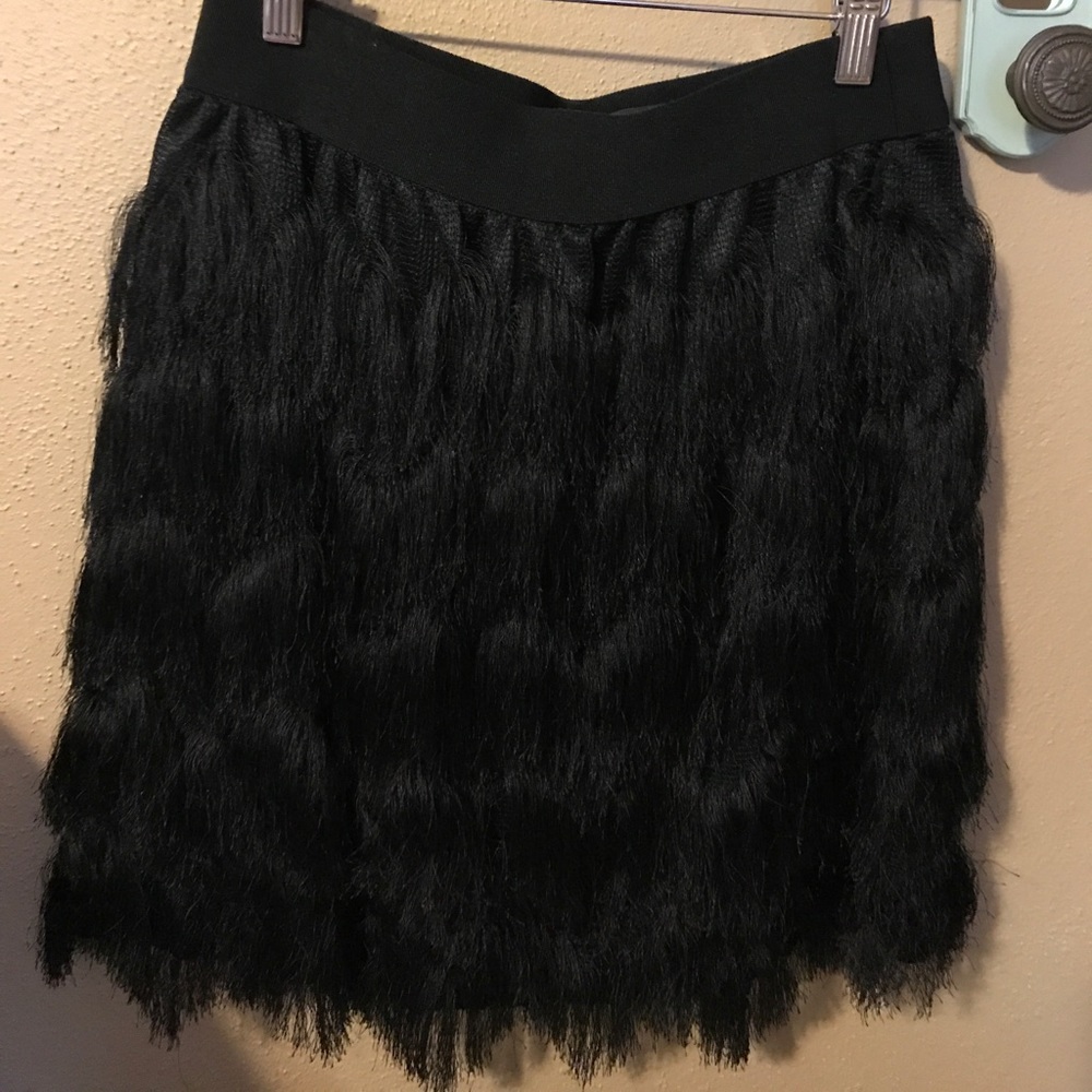 Banana Republic Black Fringed Mini Skirt (S)