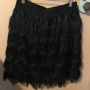 Banana Republic Black Fringed Mini Skirt (S)
