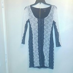 Lace cocktail dress with lining.