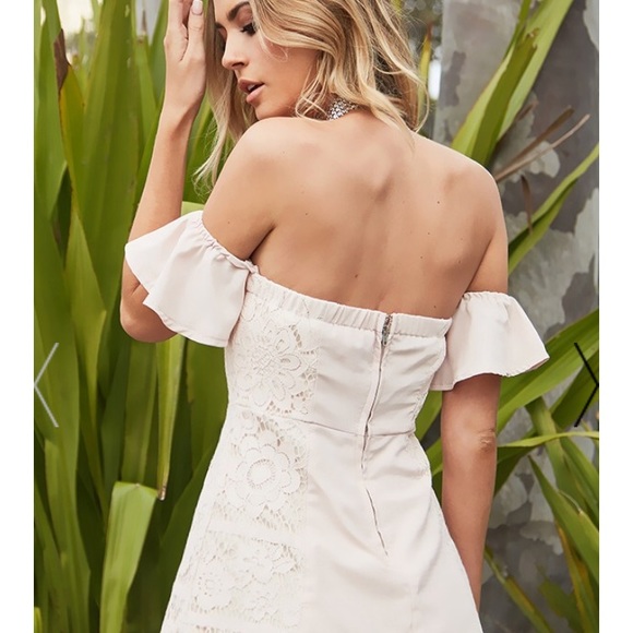 ‘Oriana’ Pink off the shoulder ruffle mini dress - Picture 2 of 5