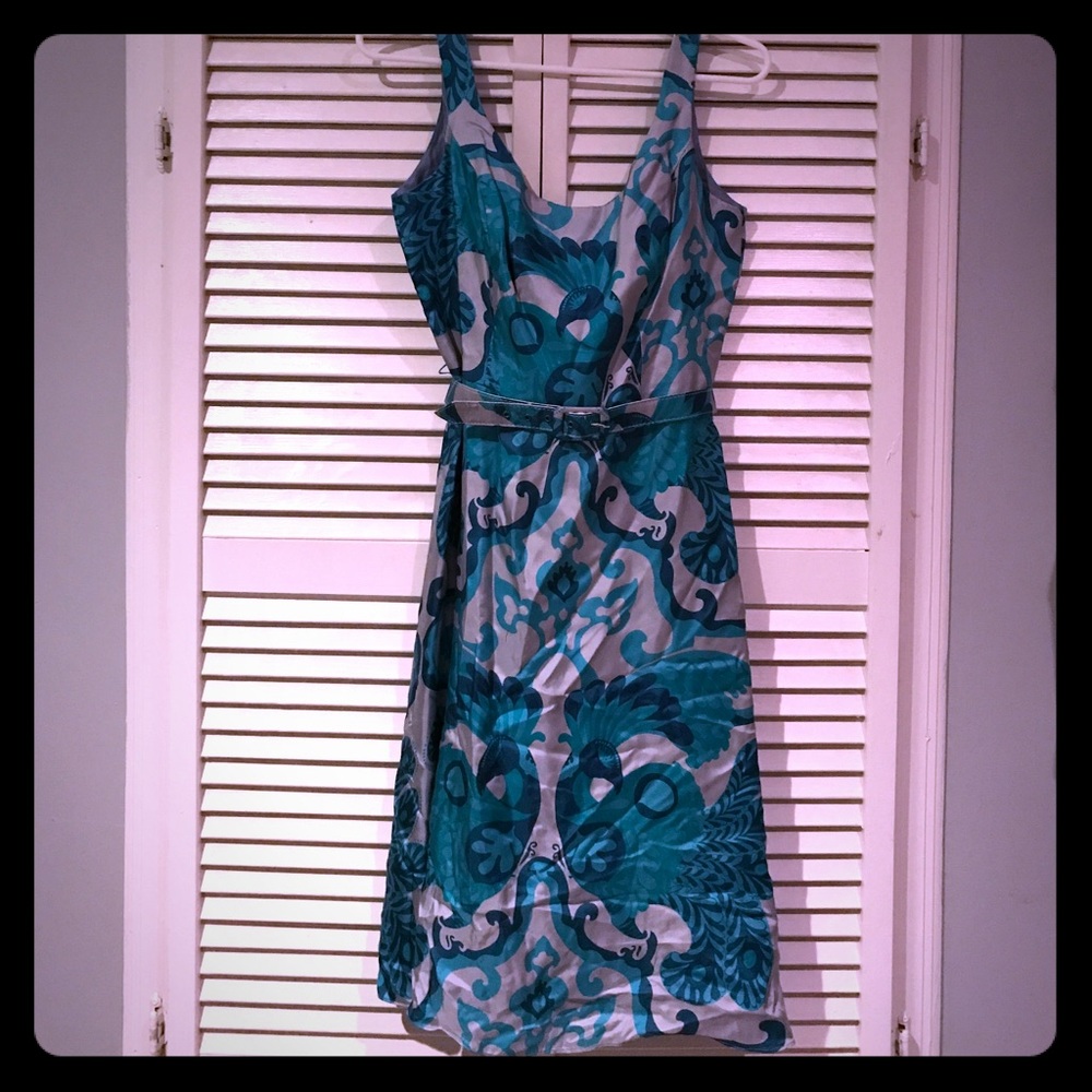 Teal & Gray Satin Peacock Dress