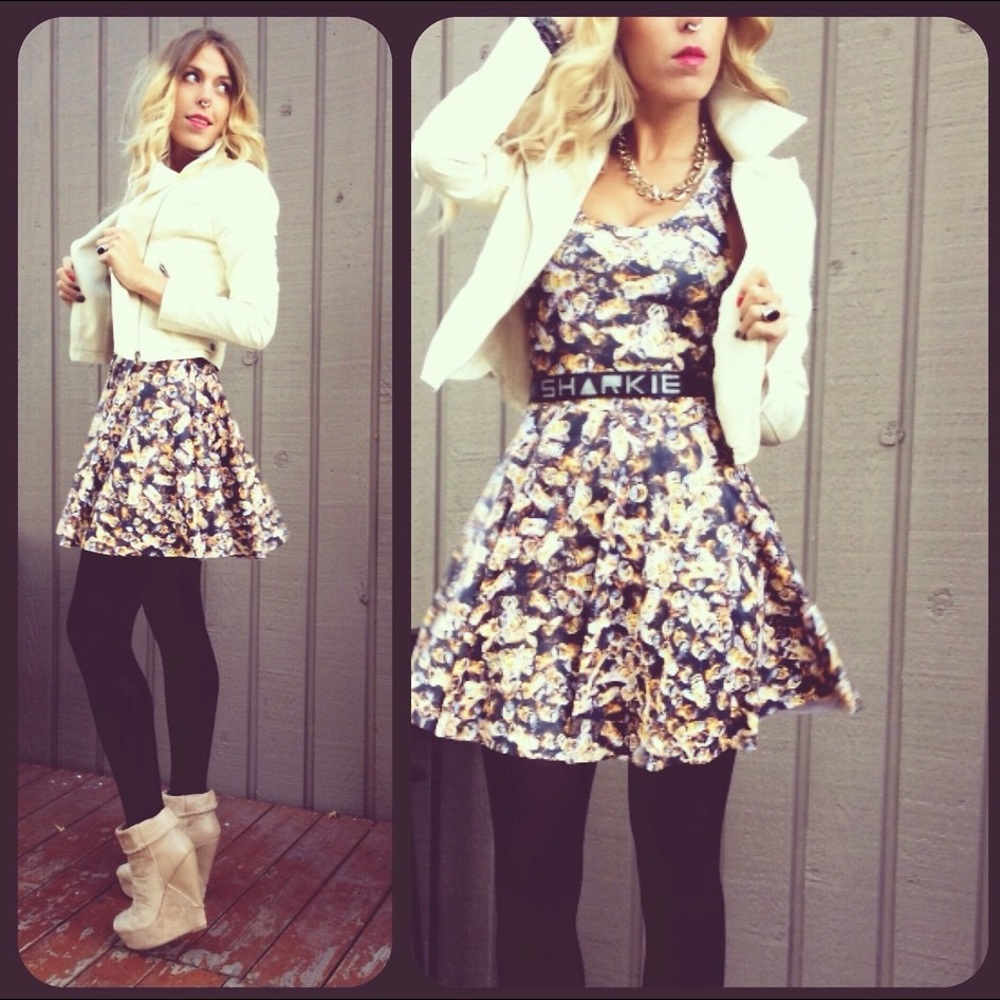 RARE BlackMilk bee print skater dress