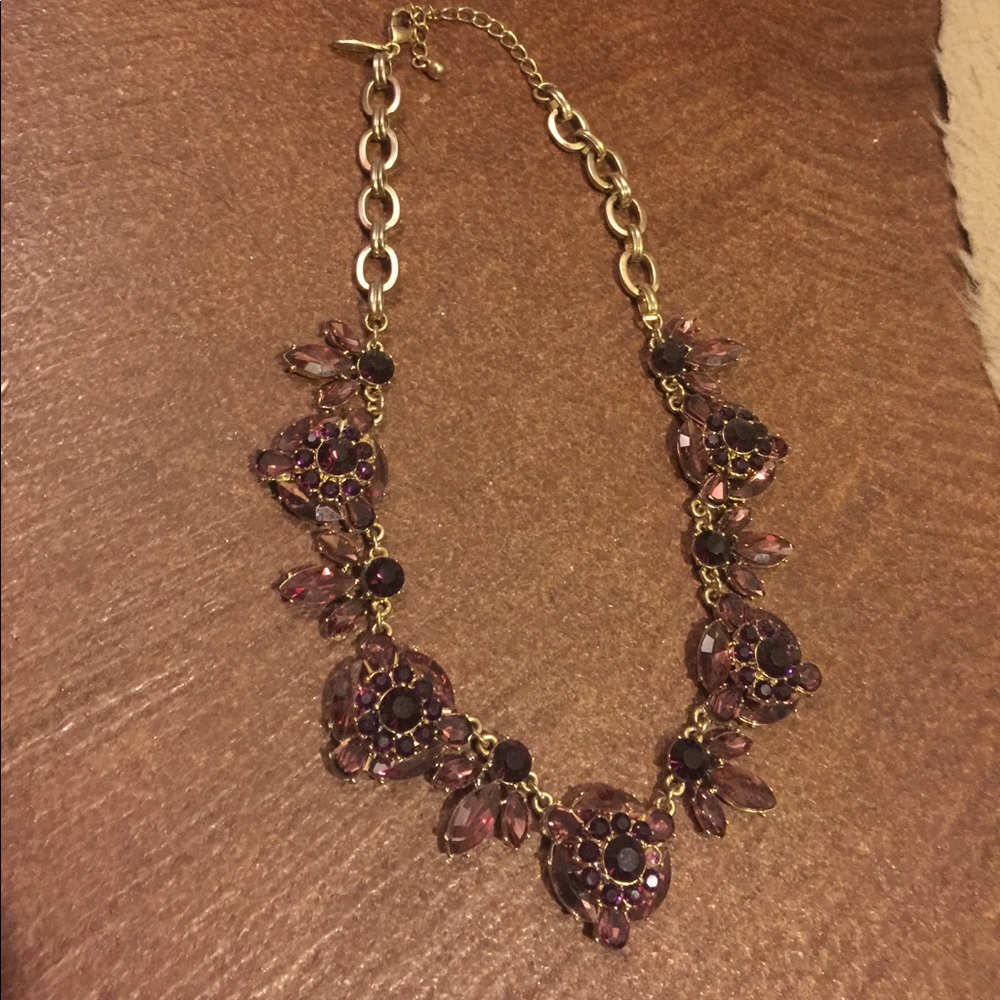 Amethyst rhinestone statement necklace