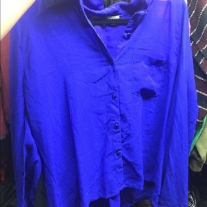 Bright cobalt blue button down