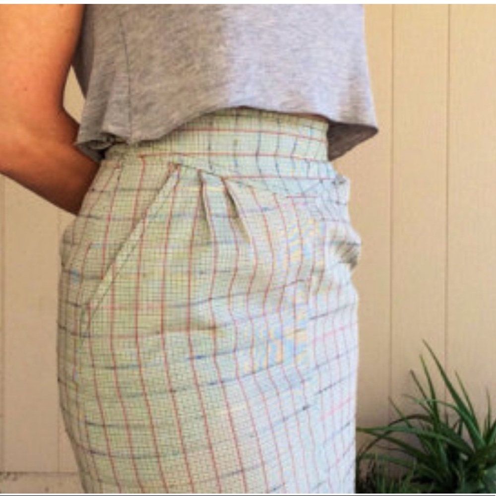 Vintage Plaid High Waist Wiggle Pencil Skirt