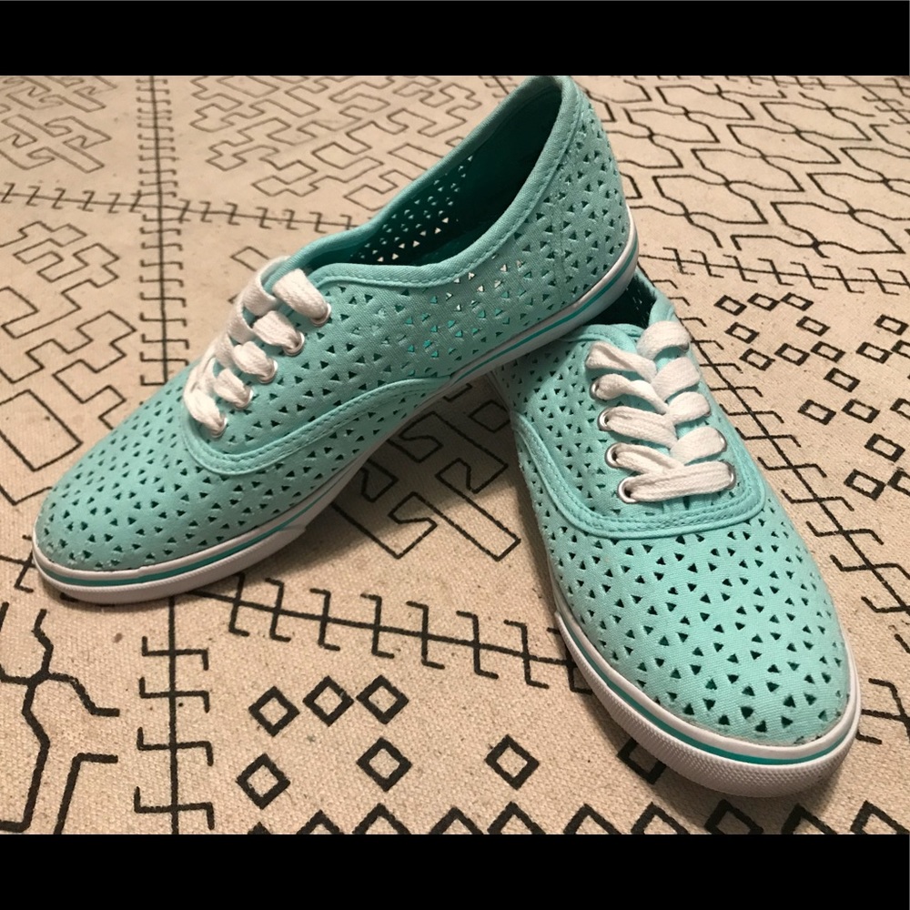 Light teal shoes