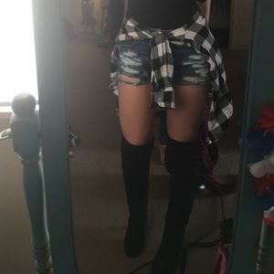 Black over the knee boots with heel