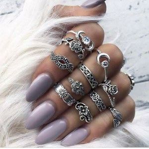 Bohemian knuckle rings set of  11