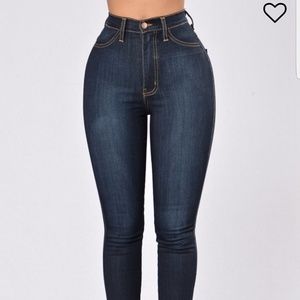 Fashion Nova Classic High Waist Jeans- dark blue
