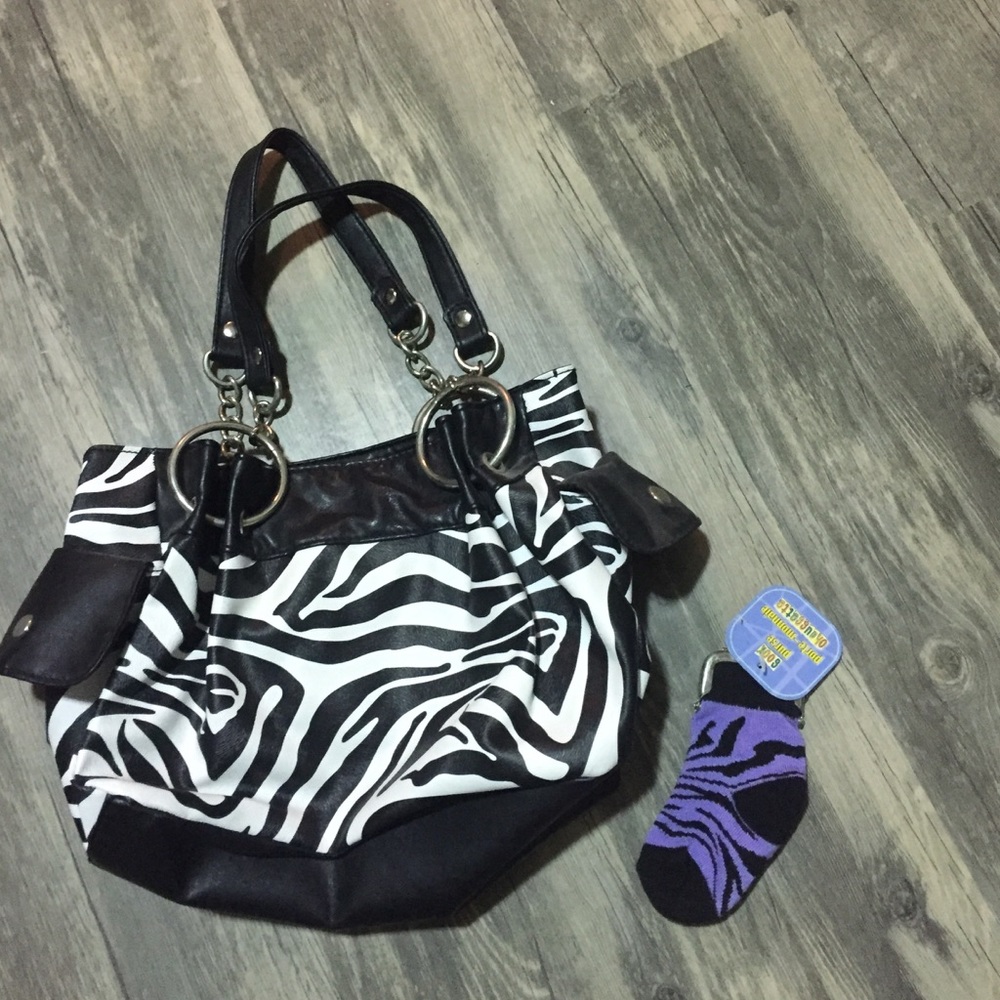 Zebra print purse and matching Change sock purse