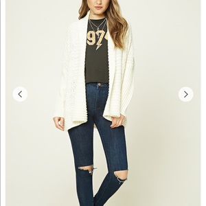 Cream knit cardigan sweater