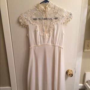 Vintage maxi 70s ivory empire waist wedding dress