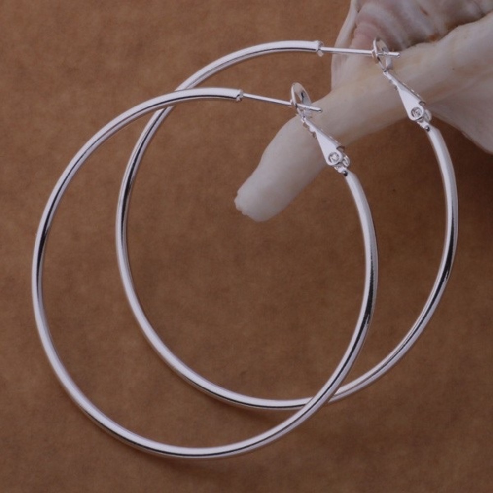 Big Sterling Silver Hoop Earrings