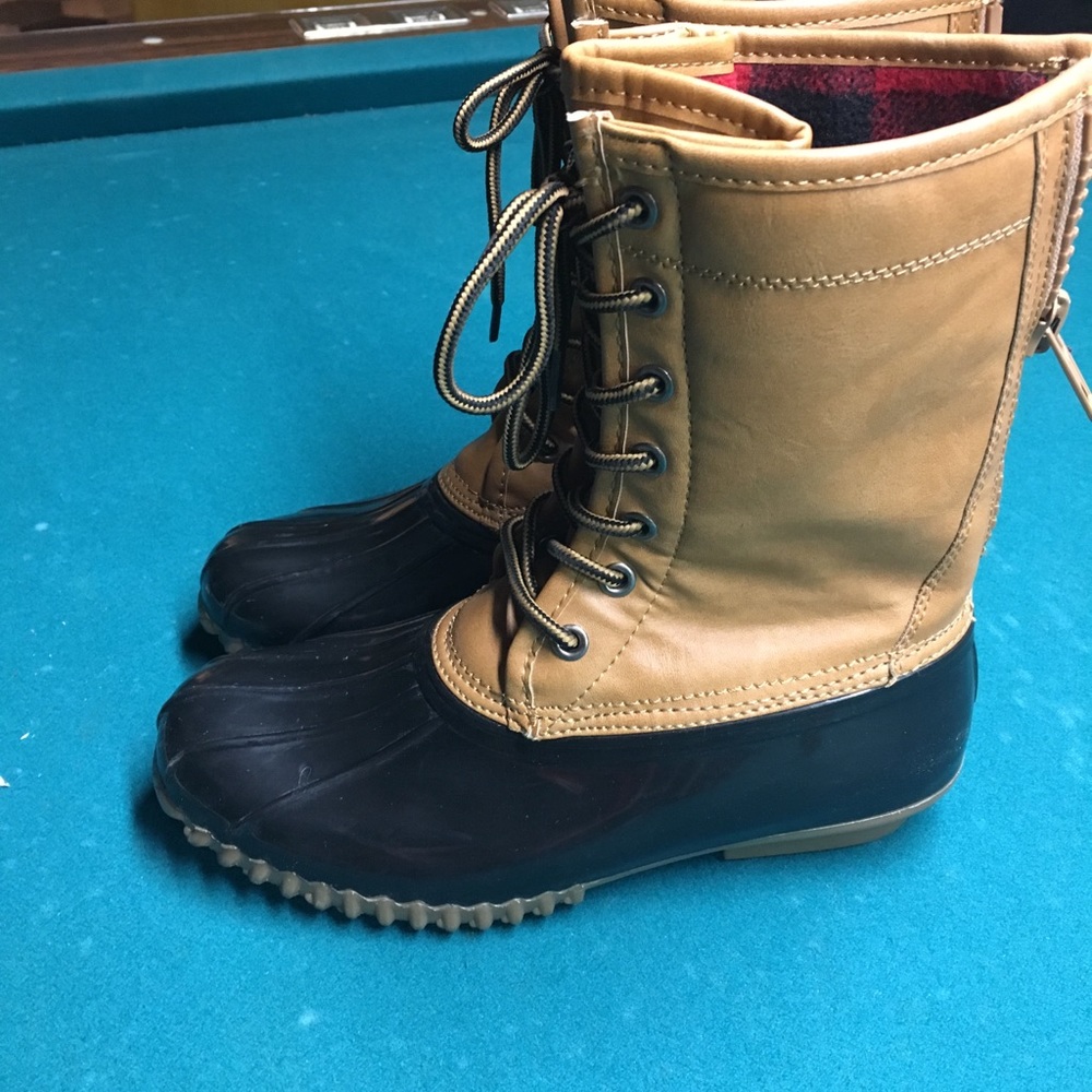 Madden Girl Duck Boots with Buffalo Plaid