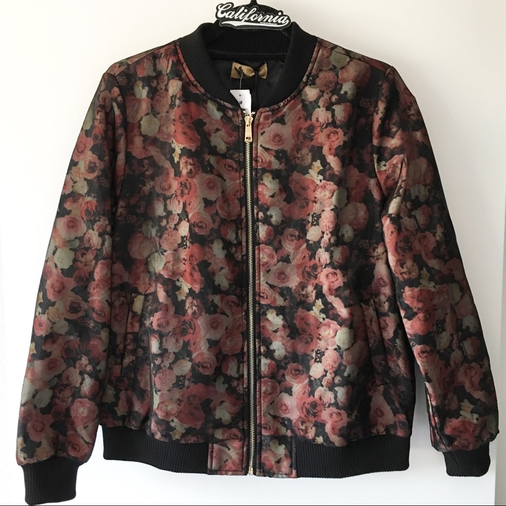 BNWT rose all over bomber jacket