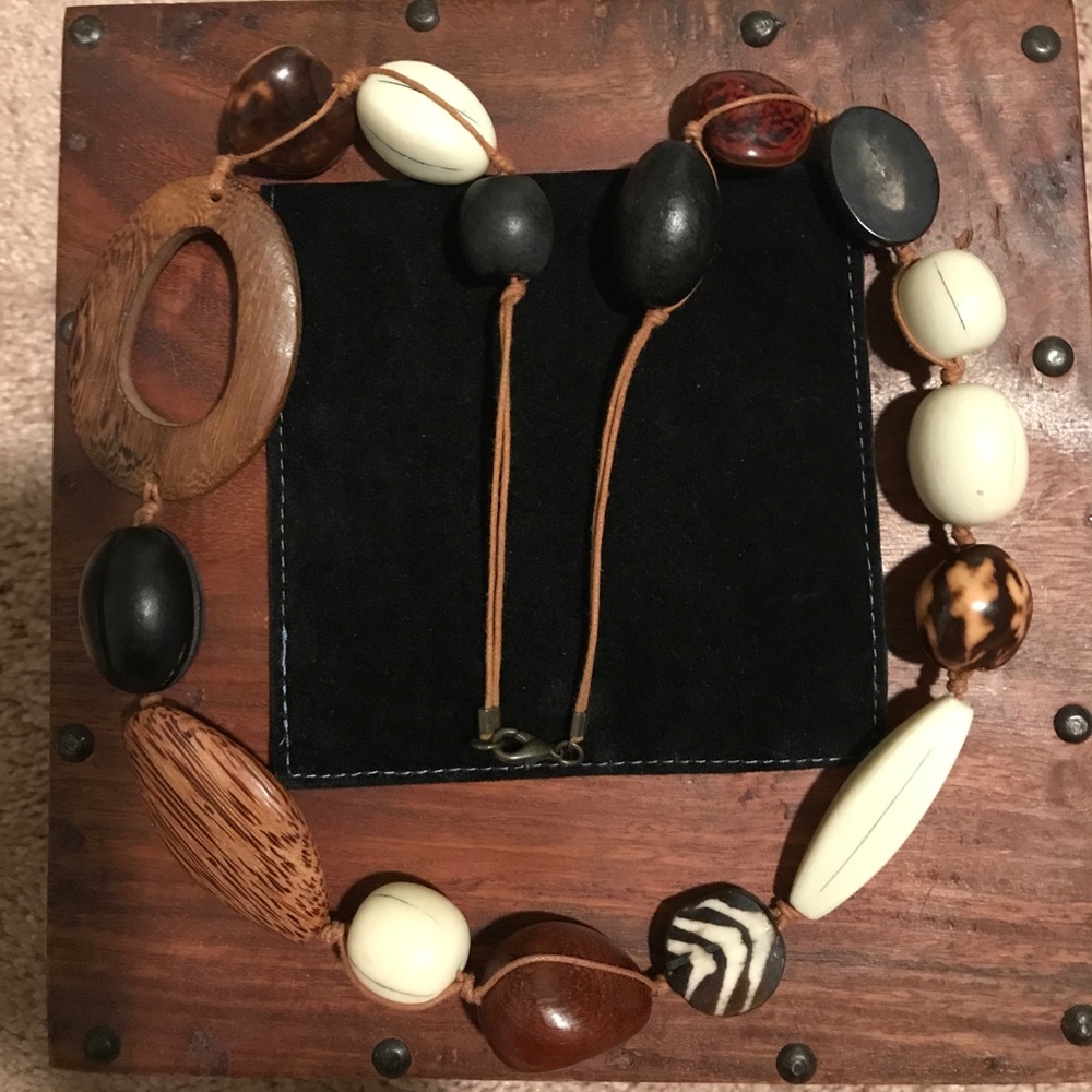 African Style Wood and Bead Necklace!