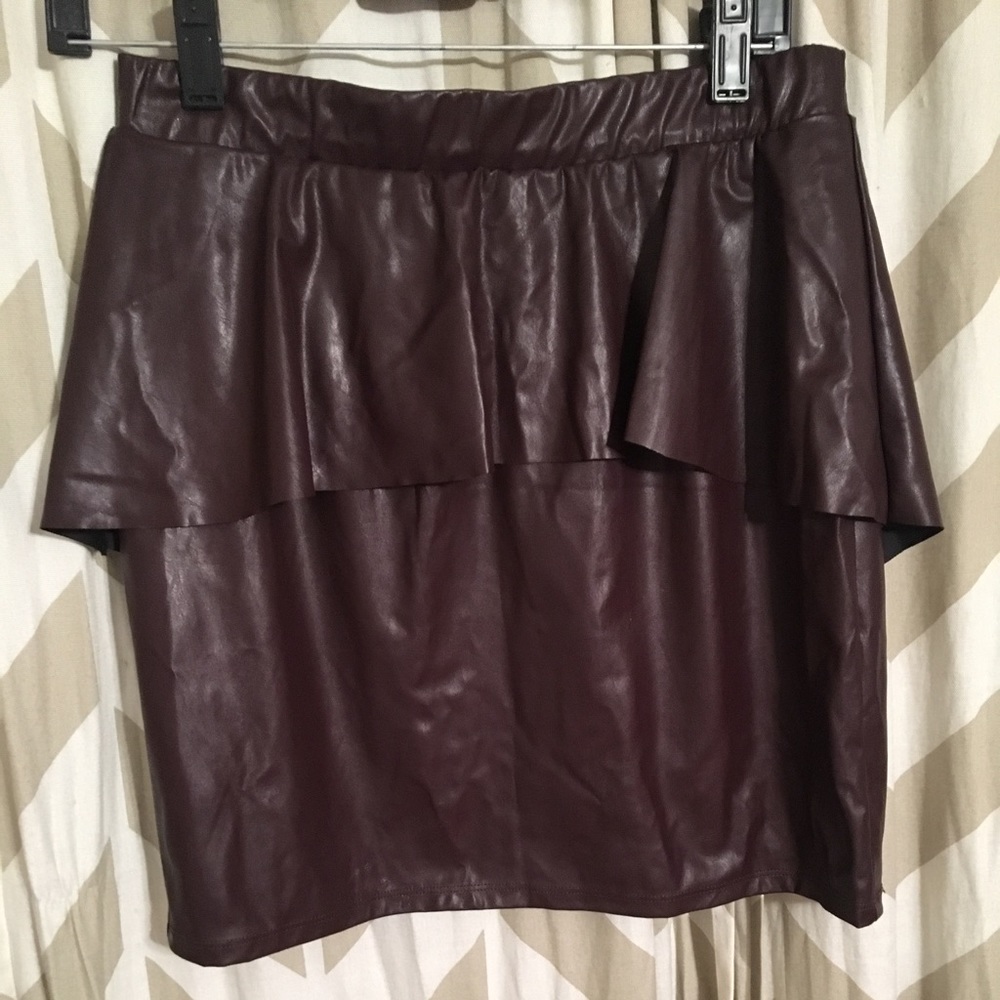Maroon Leather Skirt