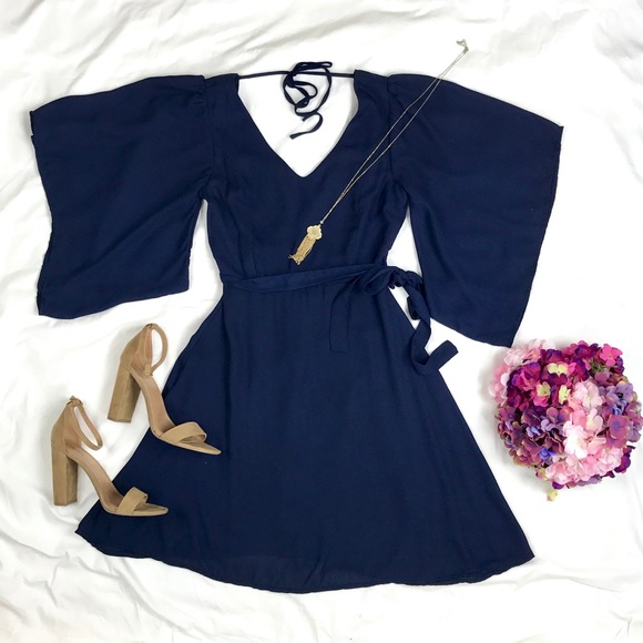 Navy Kimono Dress - Picture 2 of 5