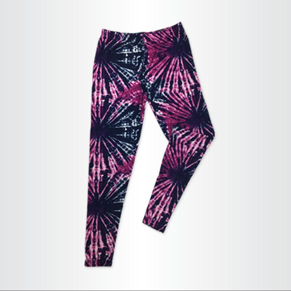 Navy and purple tie-dye leggings