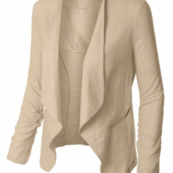 🌟Linen Draped Front Jacket Blazer🌟 - Picture 3 of 6