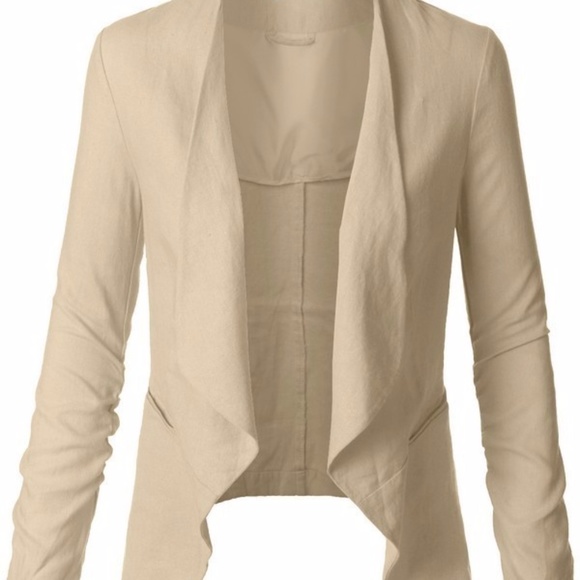 🌟Linen Draped Front Jacket Blazer🌟 - Picture 2 of 6