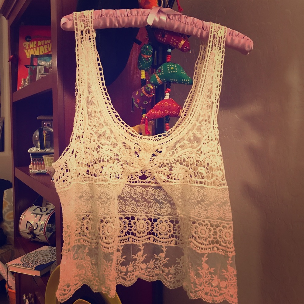 White Lace Bohemian Vest