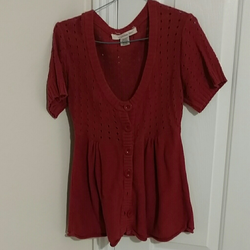Maroon/red button up cardigan sweater