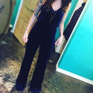 BB DAKOTA BLUE VELOUR JUMPSUIT