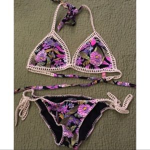 Victoria's Secret black and floral bikini. L & M.