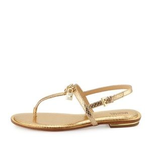 Gold Michael Kors charm sandals