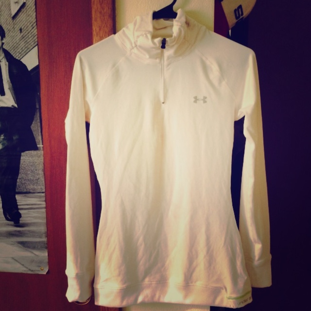 White zip up under armor tight fitting top