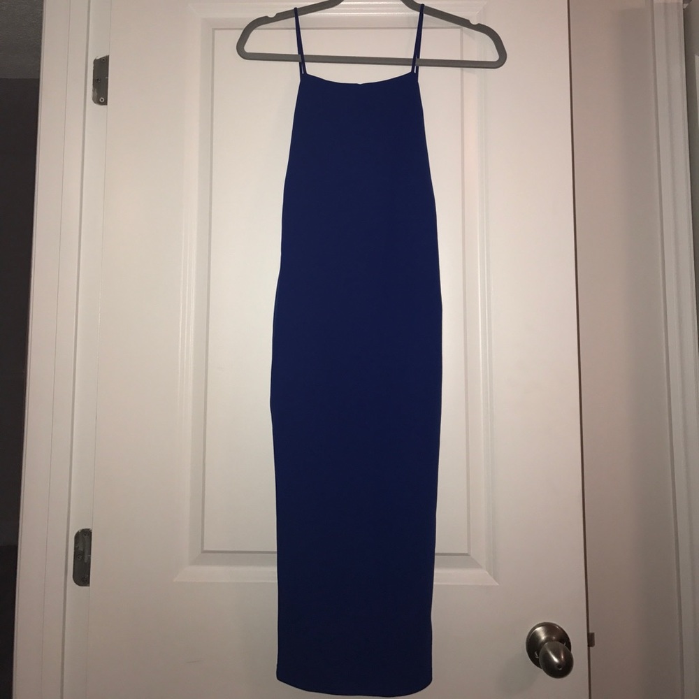 Blue Square Neck Midi Dress