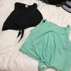 Two Pink tank tops with tie