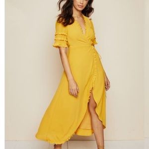 Marigold colored maxi wrap dress