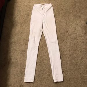 High waisted white jeans