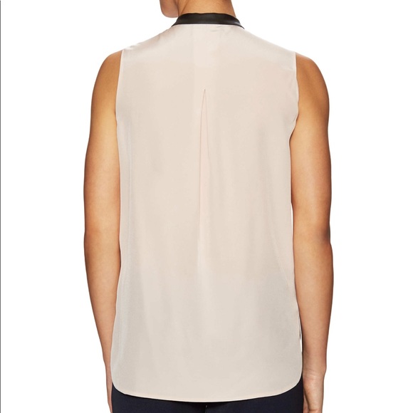 Vince leather trim Silk blouse. - Picture 2 of 4