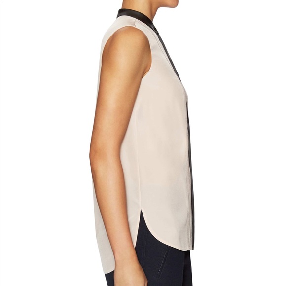 Vince leather trim Silk blouse. - Picture 3 of 4